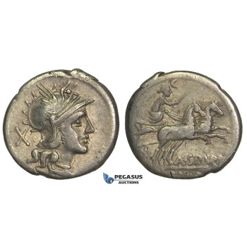 O43, Roman Republic, A. Spurilius (139 BC) AR Denarius (3.79g) Rome, Biga