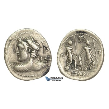 O45, Roman Republic, Lucius Caesius (112-111 BC) AR Denarius (3.66g) Rome, Vulcan
