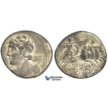 O50, Roman Republic, C. Licinius L.f. Macer (84 BC) AR Denarius (3.74g) Rome, Minerva