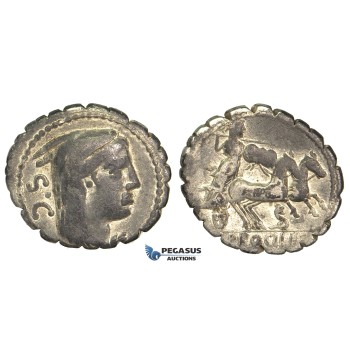 O54, Roman Republic, L. Procilius (80 BC) AR Denarius Serratus (3.83g) Rome, Juno Sospita