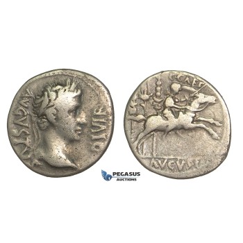 O61, Roman Empire, Augustus (27 BC-14 AD) AR Denarius (3.64g) Struck 8 BC, Lugdunum