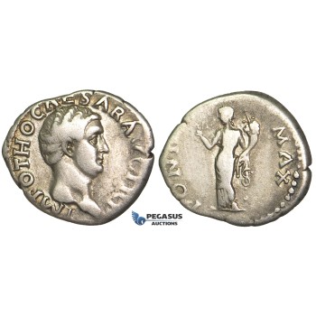 O63, Roman Empire, Otho (69 AD) AR Denarius (3.28g) Rome, CERES, Rare!