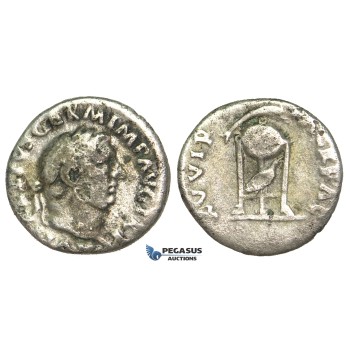 O65, Roman Empire, Vitellius (69 AD) AR Denarius (2.94g) Rome, Dolphin, Rare!