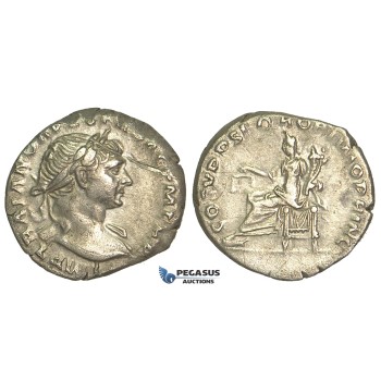 O71, Roman Empire, Trajan (98-117 AD) AR Denarius (3.43g) Struck 103 AD, Rome, Aequitas