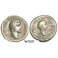 O73, Roman Empire, Antoninus Pius, with Marcus Aurelius as Caesar (138-161 AD) AR Denarius (3.29g) Struck 141-143 AD, Rome