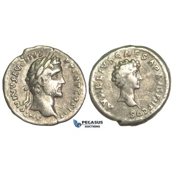 O73, Roman Empire, Antoninus Pius, with Marcus Aurelius as Caesar (138-161 AD) AR Denarius (3.29g) Struck 141-143 AD, Rome