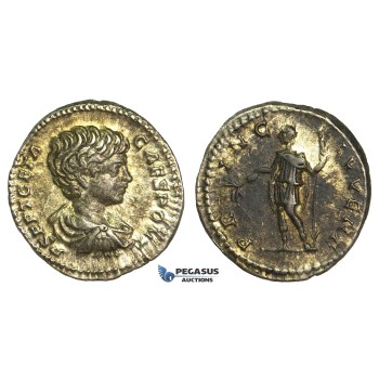 O76, Roman Empire, Geta, Caesar (198-209 AD) AR Denarius (2.98g) Rome