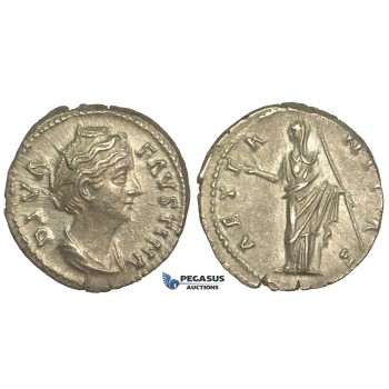 O79, Roman Empire, Diva Faustina Senior. (Died 140/1 AD) AR Denarius (3.16g) Struck 146-161 AD, Rome, Juno