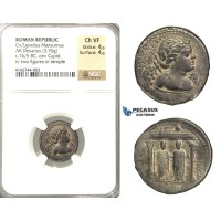 P04, Roman Republic, Cn. Egnatius Maxsumus (76 BC) AR Denarius (3.70g) Rome, Cupid/Temple, Rare! NGC Ch VF P04, Roman Republic, Cn. Egnatius Maxsumus (76 BC) AR Denarius (3.70g) Rome, Cupid/Temple, Rare! NGC Ch VF