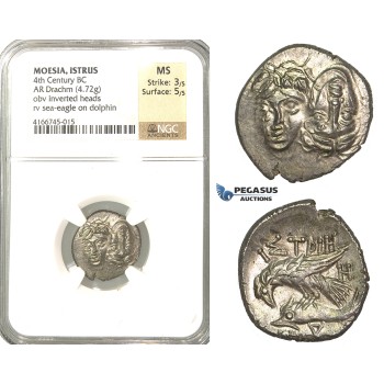 P48, Thrace (Moesia Inferior) Istros (ap. 400-350 BC) AR Stater (4.72g) Sea Eagle/Dolphin, NGC MS