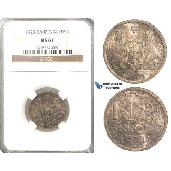 P78, Poland, Danzig, Gulden 1923, Silver, NGC MS61