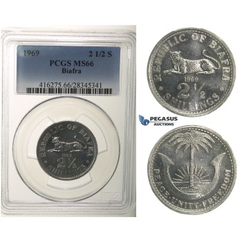 R104, Biafra, 2 1/2 Shillings 1969, PCGS MS66