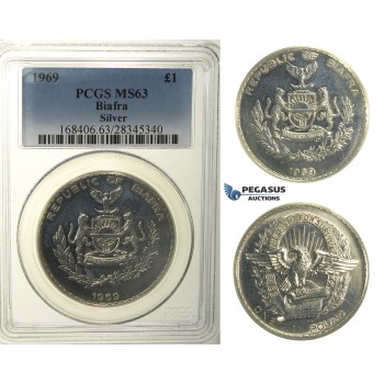 R105, Biafra, Pound 1969, Silver, PCGS MS63