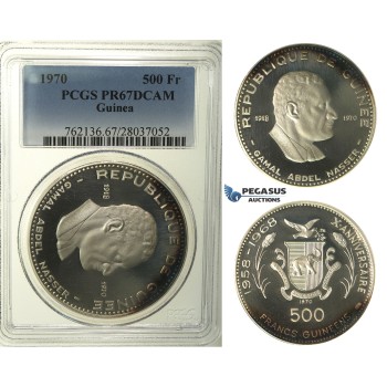 R147, Guinea, 500 Francs 1970 (Nasser) Silver, PCGS PR67DCAM