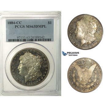 R171, United States, Morgan Dollar 1884-CC, Carson City, Silver, PCGS MS63DMPL