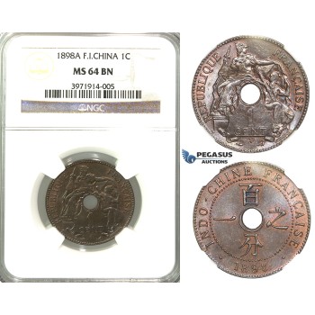 R316, French Indo-China, 1 Centime 1898-A, Paris, NGC MS64BN