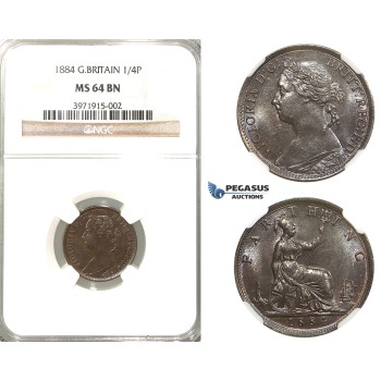 R326, Great Britain, Victoria, Farthing 1884, NGC MS64BN