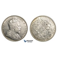 R356, Straits Settlements, Edward VII, Dollar 1907-H, Heaton,  Silver, Some Cleaning and Marks