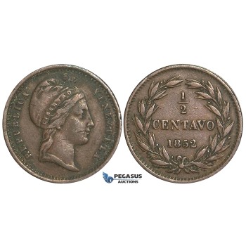R360, Venezuela, 1/2 Centavo 1852, Nice (Some deposits on Obv.)