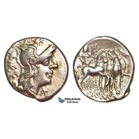 R396, Roman Republic, Q. Caecilius Metellus (130 BC) AR Denarius (3.85g) Rome, Quadriga