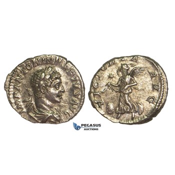 R399, Roman Empire, Elagabal (218-222 AD) AR Denarius (3.58g) Rome, Victory