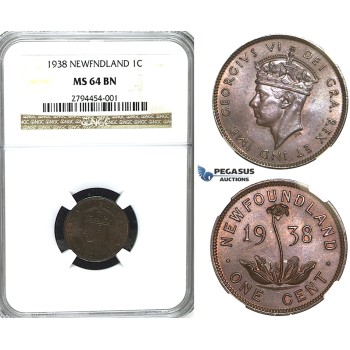 R405, Canada, Newfoundland, George VI, Cent 1938, NGC MS64BN (Pop 1/1)
