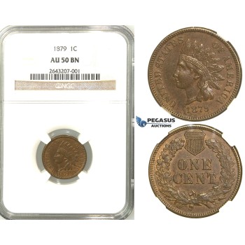 R512, United States, Indian Head Cent 1879, NGC AU50BN