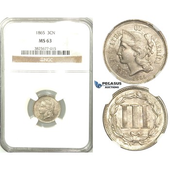 R515, United States, 3 Cents 1865, NGC MS63