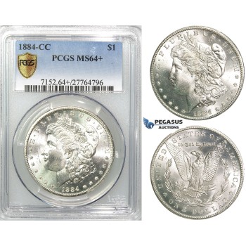 R539, United States, Morgan Dollar 1884-CC, Carson City, Silver, PCGS MS64+