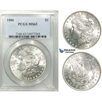R540, United States, Morgan Dollar 1886, Silver, PCGS MS63