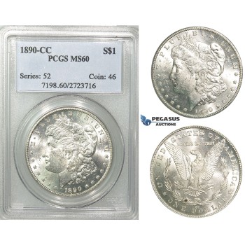 R541, United States, Morgan Dollar 1890-CC, Carson City, Silver, PCGS MS60