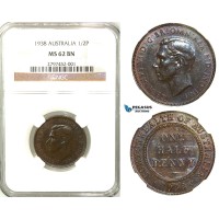 R556, Australia, George VI, Half Penny 1938, NGC MS62BN