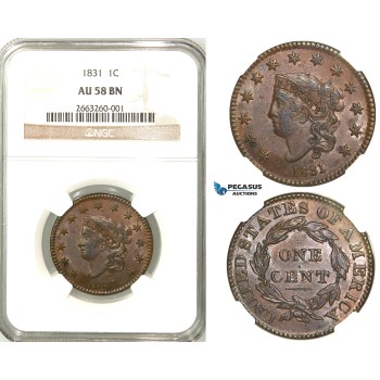 R583, United States, Large Cent 1831, Philadelphia, NGC AU58BN