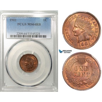 R635, United States, Indian Cent 1901, PCGS MS64RB