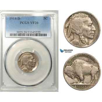 R636, United States, Buffalo Nickel (5C) 1914-D, Denver, PCGS VF20