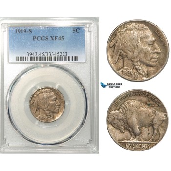 R637, United States, Buffalo Nickel (5C) 1919-S, San Francisco, PCGS XF45