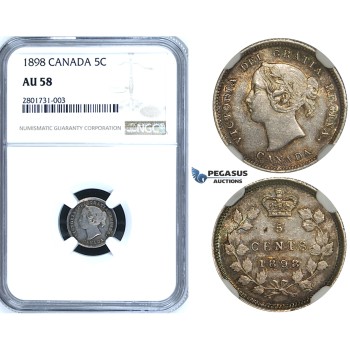 R646, Canada, Victoria, 5 Cents 1898, Silver, NGC AU58