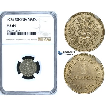 R656, Estonia, 1 Mark 1926, NGC MS64