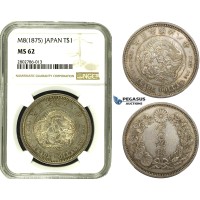 R678, Japan, Meiji, Trade Dollar Yr. 8 (1875) Silver, JNDA 01-12, NGC MS62, Rare Grade! R678, Japan, Meiji, Trade Dollar Yr. 8 (1875) Silver, JNDA 01-12, NGC MS62, Rare Grade!