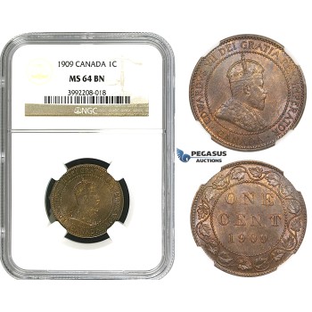 R683, Canada, Edward VII, 1 Cent 1909, NGC MS64BN