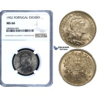 R703, Portugal, 1 Escudo 1952, NGC MS66 R703, Portugal, 1 Escudo 1952, NGC MS66