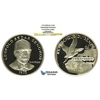 R715, Senegal, 150 Francs 1975 Eurafrique Program Silver, PF66 Ultra Cameo