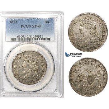 R761, United States, Capped Bust Half Dollar (50C) 1812, Silver, PCGS XF40