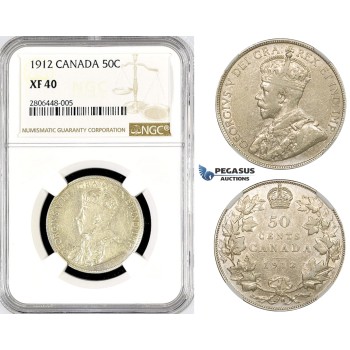 R768, Canada, George V, 50 Cents 1912, NGC XF40