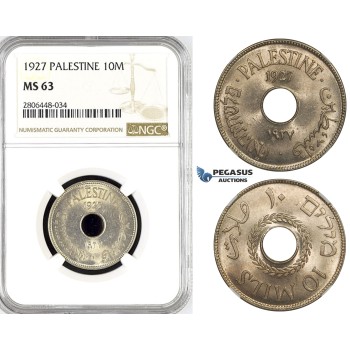 R788, Palestine, 10 Mils 1927, London, NGC MS63