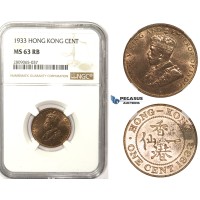 R811, Hong Kong, George V, 1 Cent 1933, NGC MS63RB