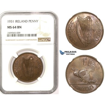 R814, Ireland, Penny 1931, NGC MS64BN
