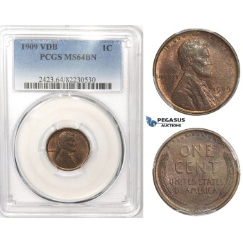 R833, United States, Lincoln Cent 1909-VDB, PCGS MS64BN