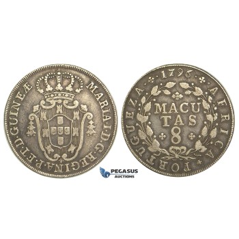 R88, Angola, Maria I, 8 Macutas 1796, Silver, Nice toning!