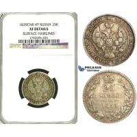 S48, Russia, Nicholas I, 25 Kopeks 1839 СПБ-НГ, St. Petersburg, Silver, NGC XF